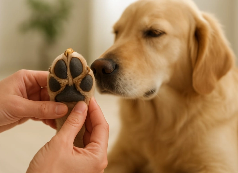 Dog paw care routine